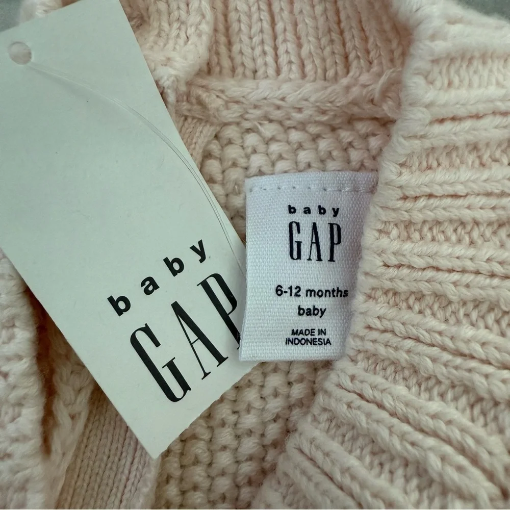 Baby Gap Cable Knit Long Sleeve Sweater Dress 100% Cotton Size 6-12 Months